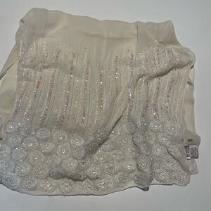 Badgley Mischka Cream Sequin Scarf